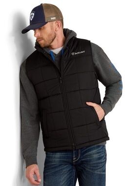 Ariat Men Black Crius Insulated Water Repellent Quilt Vest XL Classic Country